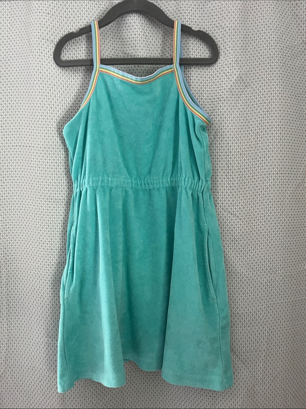 Hanna Andersson Teal Sundress with Yellow & Blue Trim